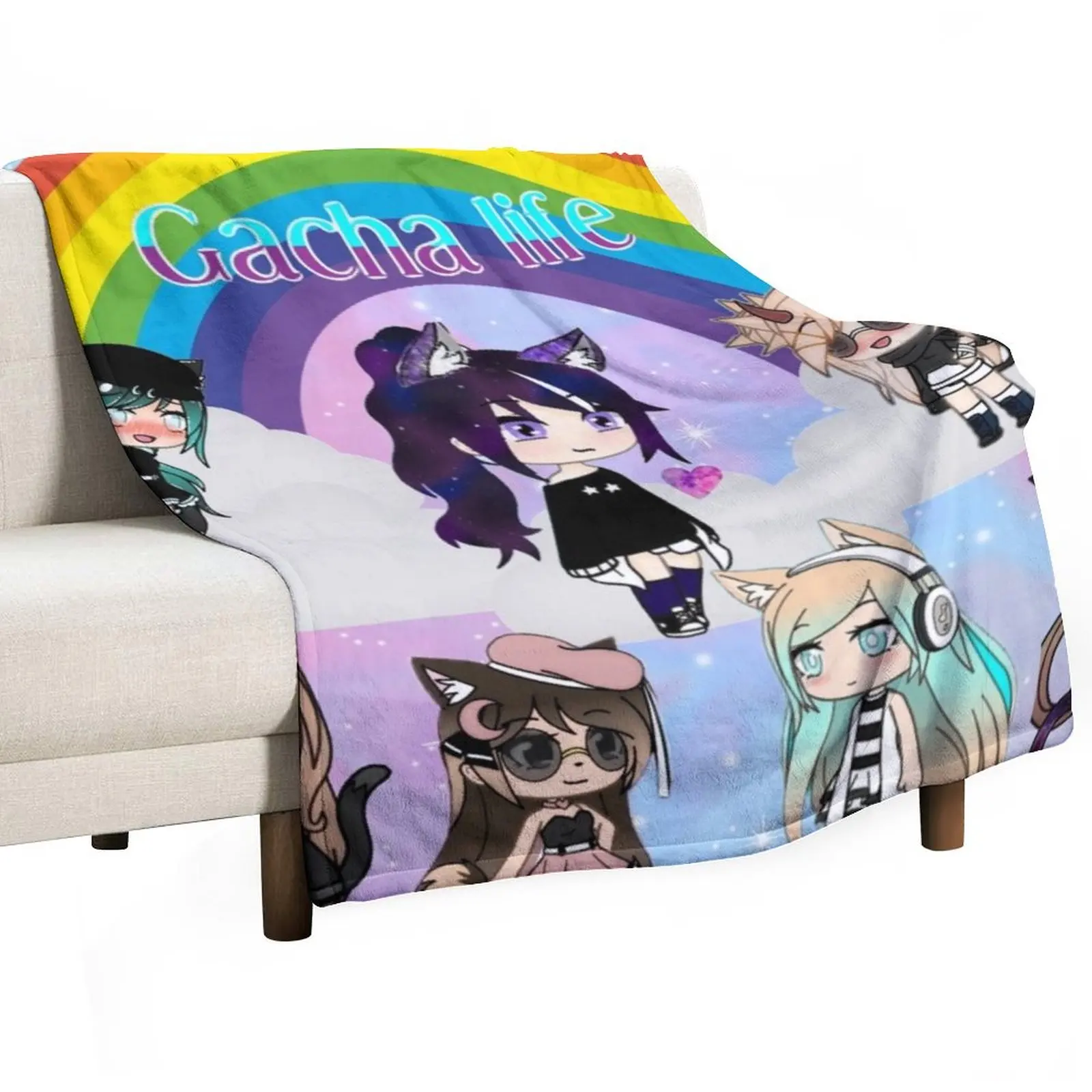 

gacha lifeanime pack Throw Blanket Soft Plush Plaid Sofas For Baby bed plaid Blankets