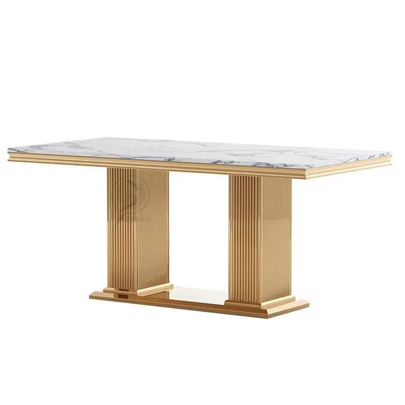 LMM Light Luxury Rectangular Marble Dining Table and Chair Combo Dining Table Living Room Home Furniture