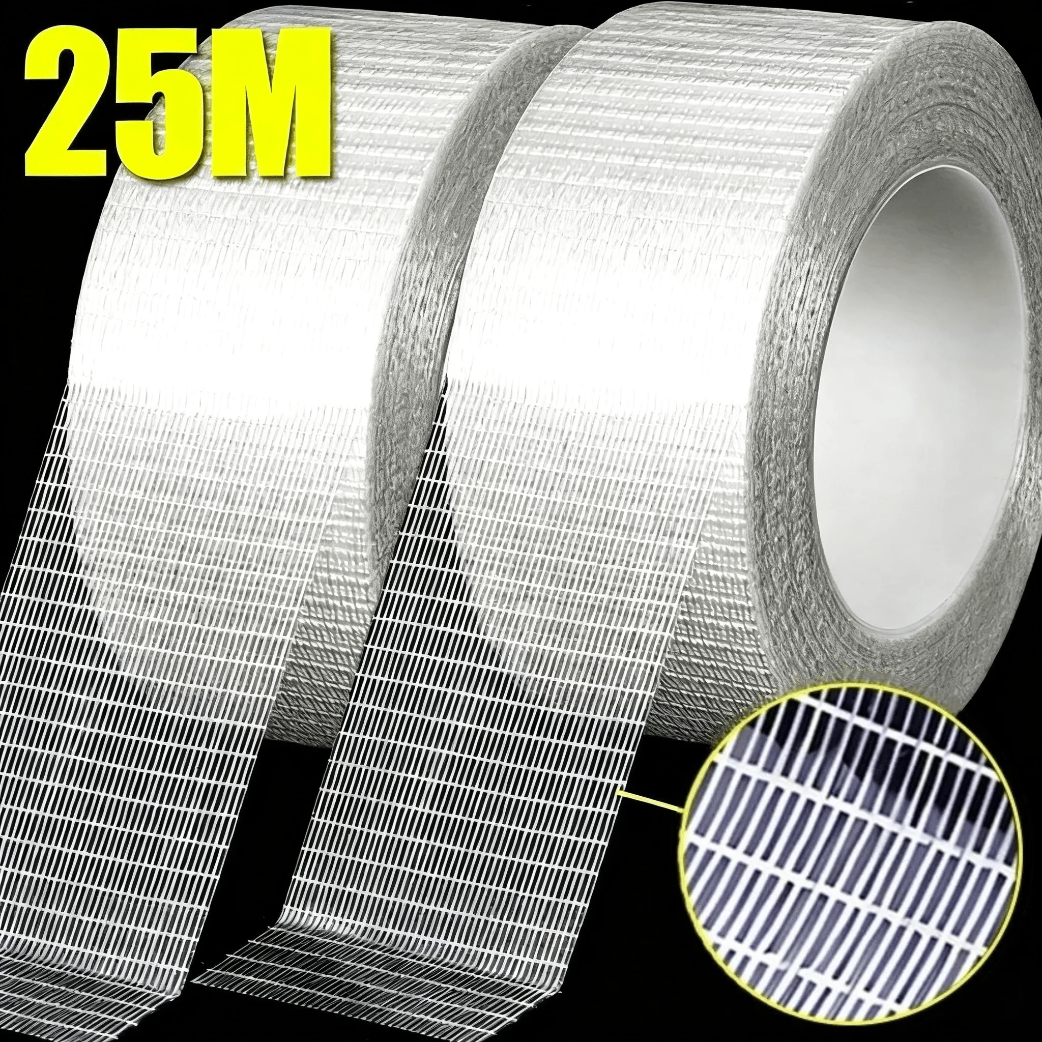 Grid Fiber Mesh Cloth Grid Self-Adhesive Wall Crack Prevention Mesh Belt Cover Gypsum Alkali Resistant Tape Wall Crack Repair