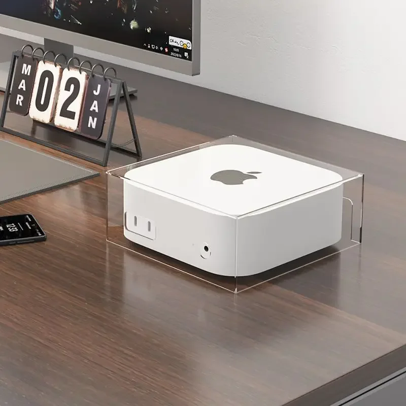Funda protectora de alta claridad con puertos de cable, cubierta acrílica transparente a prueba de polvo para Apple Mac Studio/Mini M4/M2