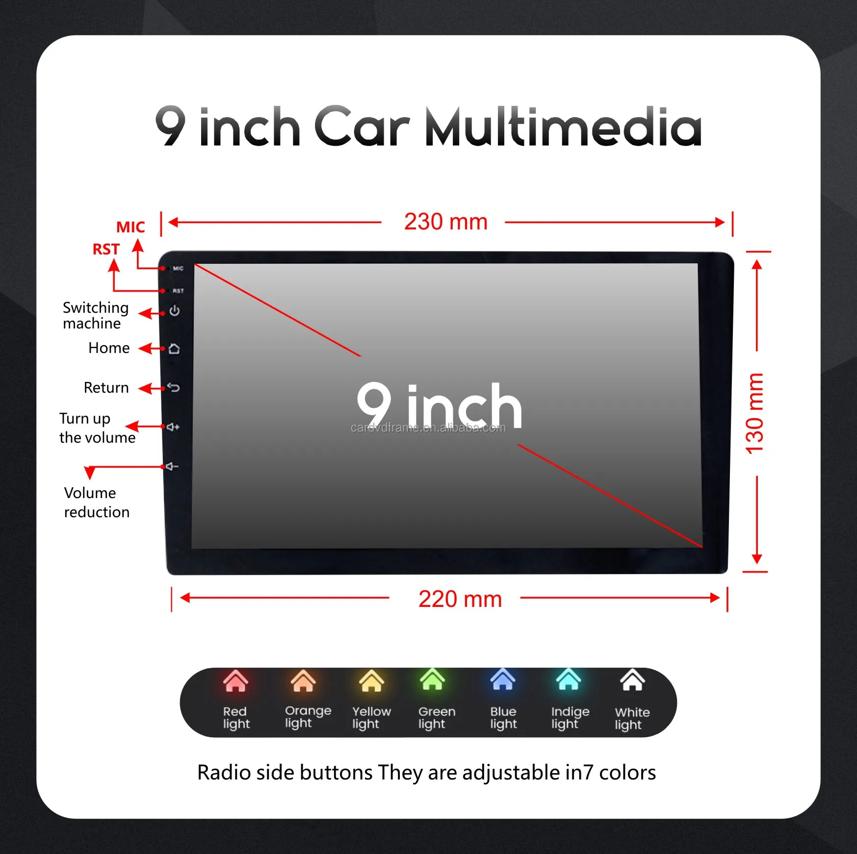 Android 10 Radio Car Audio Video Player 9 Inch Touch Screen Multimedia System Headrest Monitor BT Wifi Car Stereo