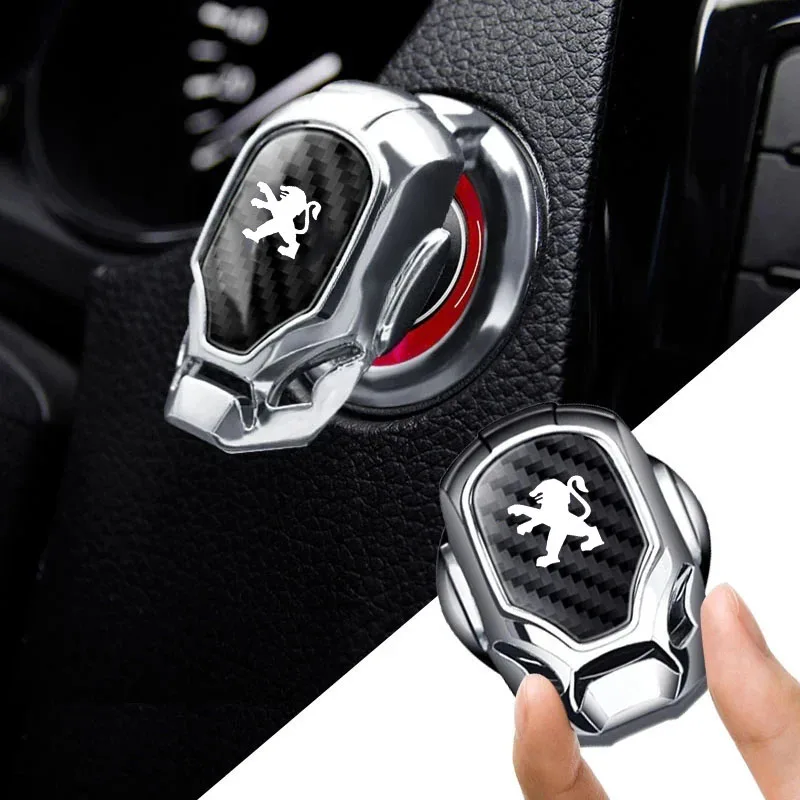 1Pcs Car One Button Start Protective Cover Ignition Device Sticker For Peugeot 308 408 508 RCZ 208 3008 2008 107 108 206 207 307