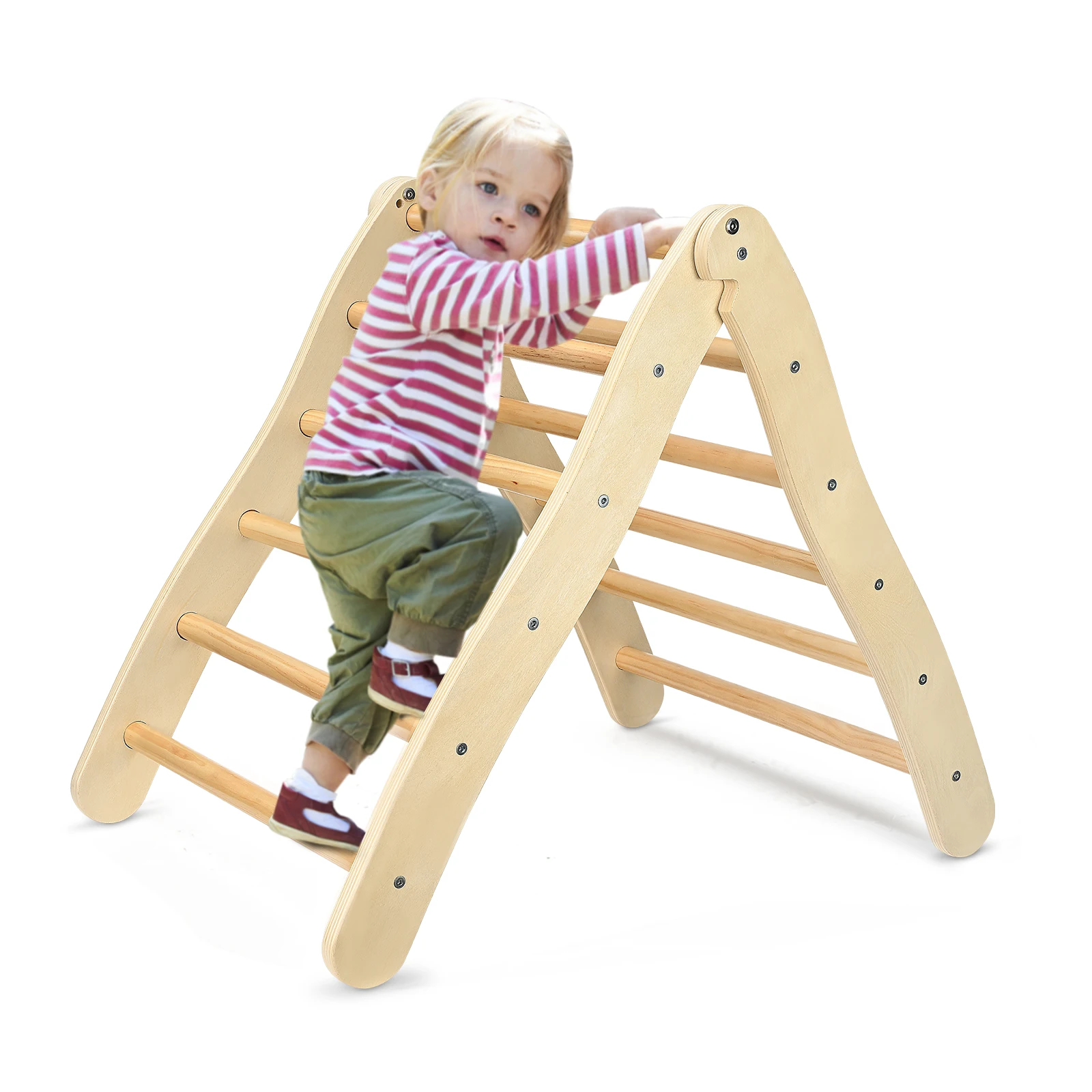 Foldable Wooden Climbing Mini Triangle Ladder for Toddlers Children Boys Girls 6 Months Old+,Indoor Playful Climbers