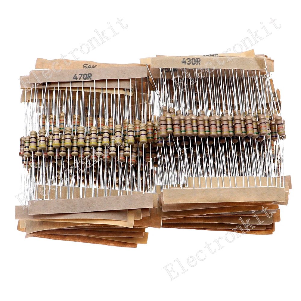 500 stücke 1/2W 0,5 W 5% Carbon Film Resistor 50 Werte 1.2Ω ~ 1MΩ Assorted Kit set mit box