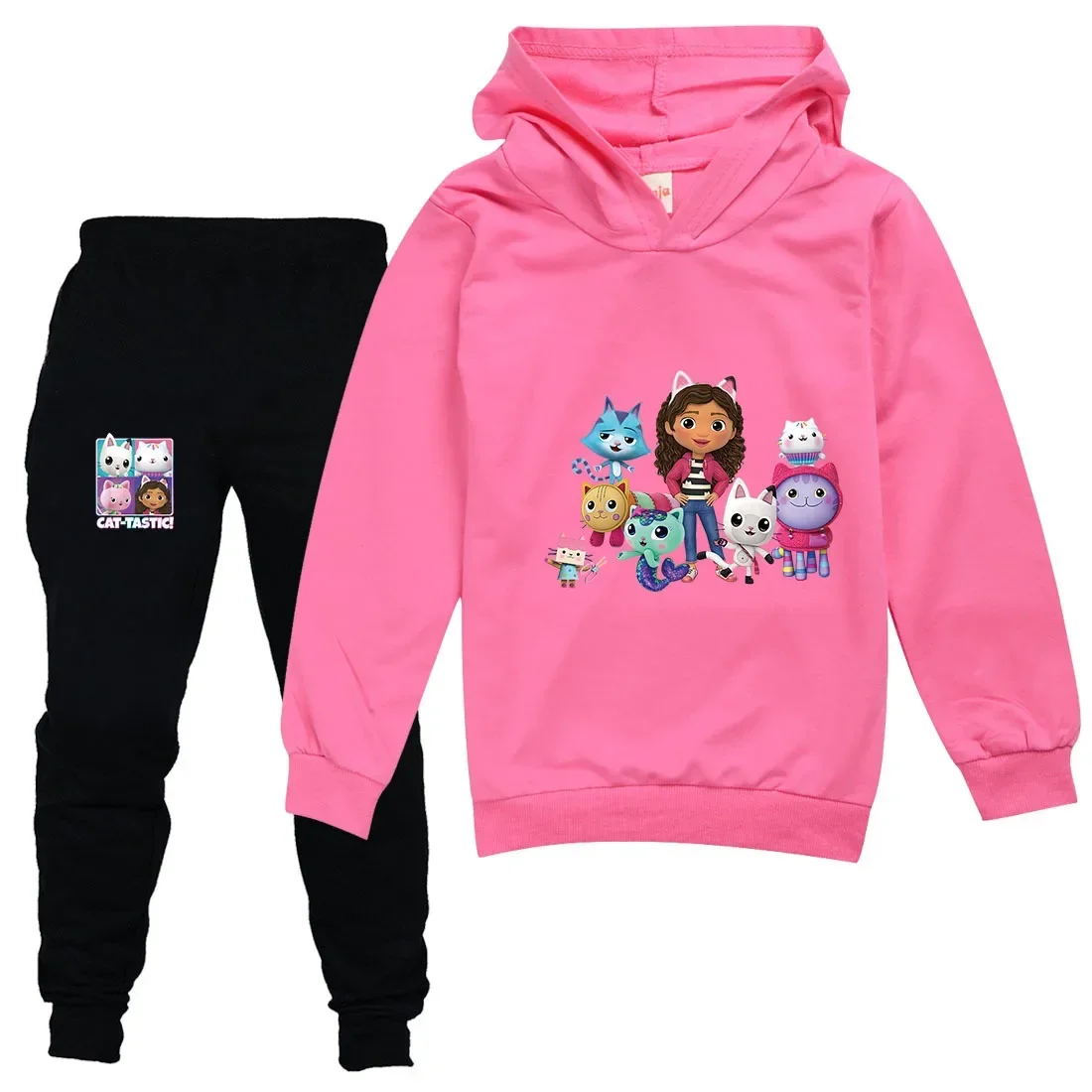 

New Gabby Doolhouse Clothes Kids Long Sleeve Hoodies+Jogger Pants 2pcs Set Toddler Girls Gabbys Chat Clothes Baby Boys Tracksuit