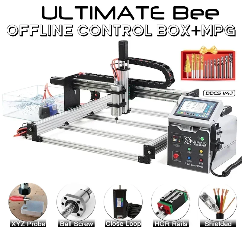 BulkMan3D ULTIMATE Bee CNC máquina enrutadora Kit completo 4 ejes DDCSV4.1 Control sin conexión 2.2KW husillo de refrigeración por aire/agua CNC