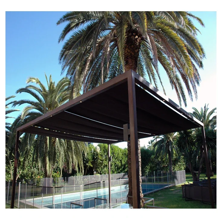 Outdoor Corten Steel Metal Pergola Garden Decor Laser Cut Steel Roof