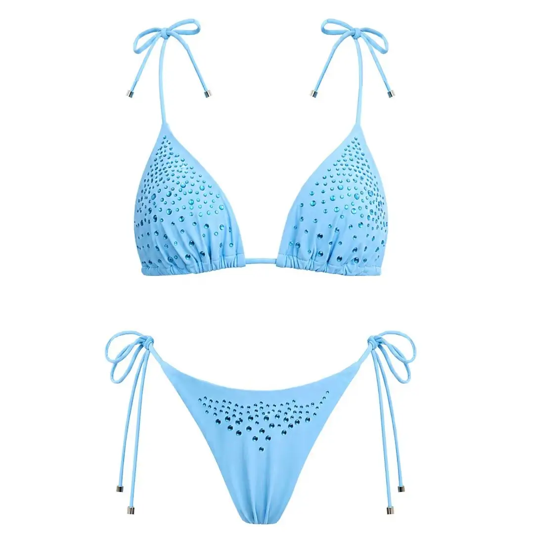 Rhinestone Decorated Bikini Women Swimwear Sexy Lady Lace Up Biquini Swimsuit Fashion Mujer Bathing Suit Female Holiday Clothing