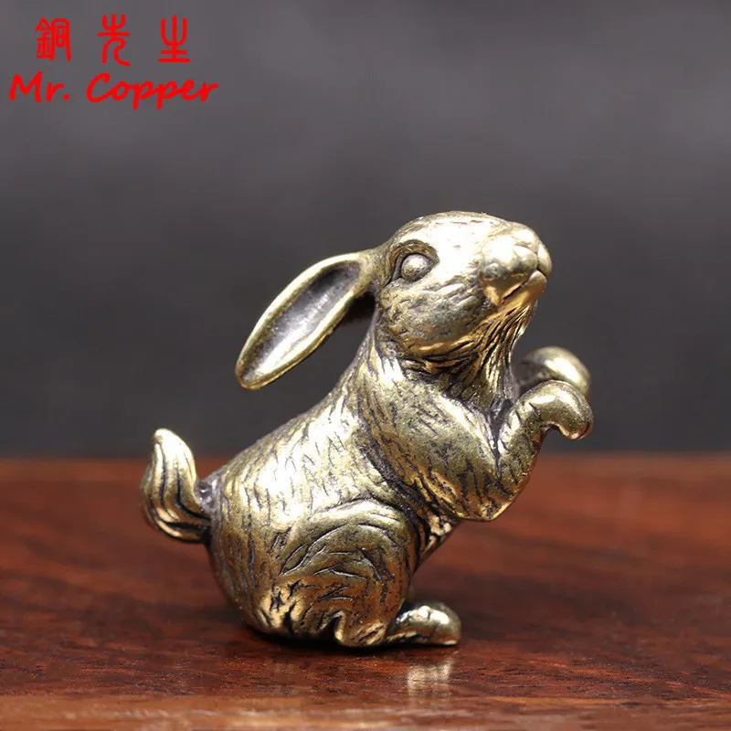 

2023 Chinese New Year Rabbit Figurine Miniature Zodiac Animal Small Statue Desktop Ornament Vintage Home Decoration Crafts Gifts