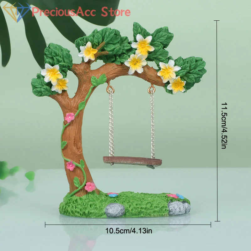 Flower Tree Swing Figurine, Miniature Fairy Garden Swing, Swing Model For Micro Landscape Courtyard Garden Outdoor Display Decor