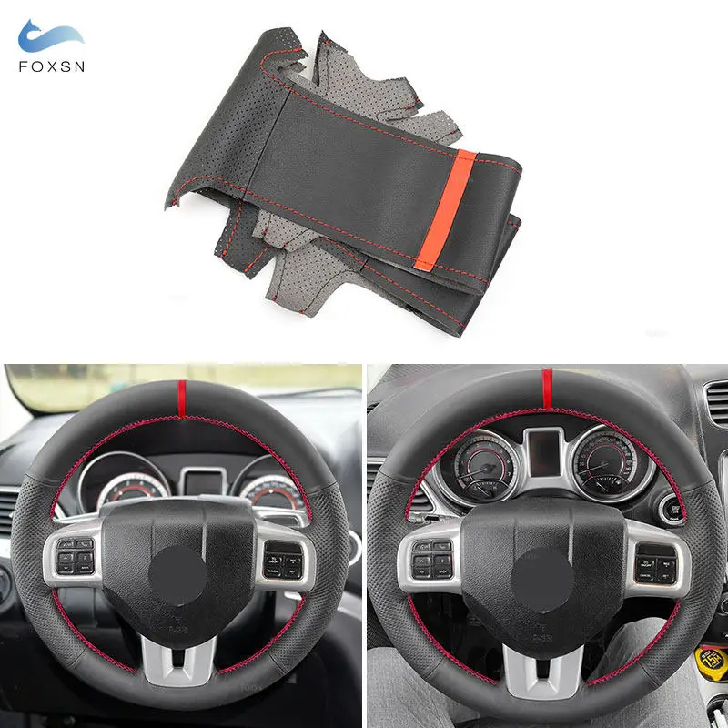 Car Interior Steering Wheel Microfiber Perforated Leather Protection Cover Trim For Dodge Grand Caravan Journey Avenger Durango