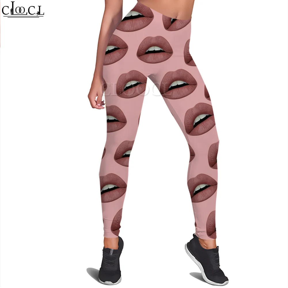 

CLOOCL New Fashion Pink Women Legging Smoky Makeup Red Lips Printing Leggings High Waist Soft Fitness Trousers Female Yoga Pants