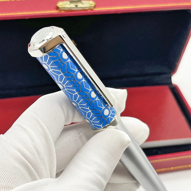 YAMALANG-Stylo à bille octogonal avec motif décoratif, écriture de numéro de série, papeterie lisse, bleu, vert, luxe classique