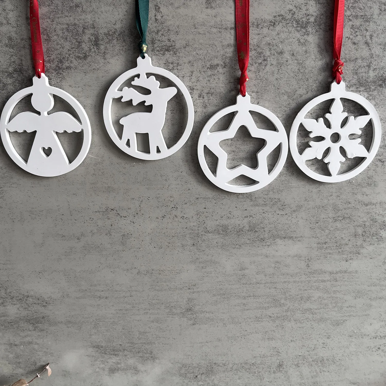 4-holes Christmas Pendant Silicone Mold Pentagram Resin Mold Deer Angel Snowflake Hanging Tags Plaster Mold DIY Gift Xmas Decor