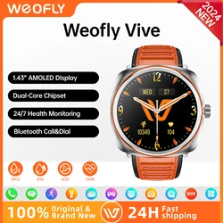 Weofly VIVE Smart Watch AMOLED Heart Rate Tracker Men Smartwatch Stainless Steels Wearable Watches BT Call AOD Electronic Watch