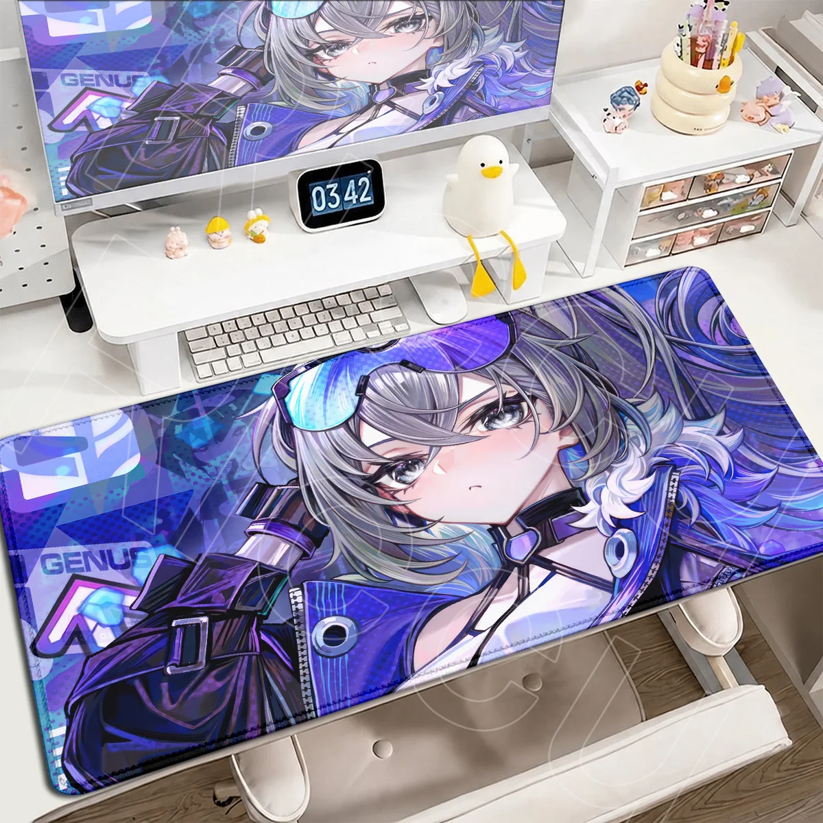 Rutschfester Laptop-Tastaturteppich, niedliches Anime-Mädchen, silberner Wolf, LV.999 Mauspad, PC-Gaming-Zubehör, HSR Honkai Star Rail Mauspad – Detail 19