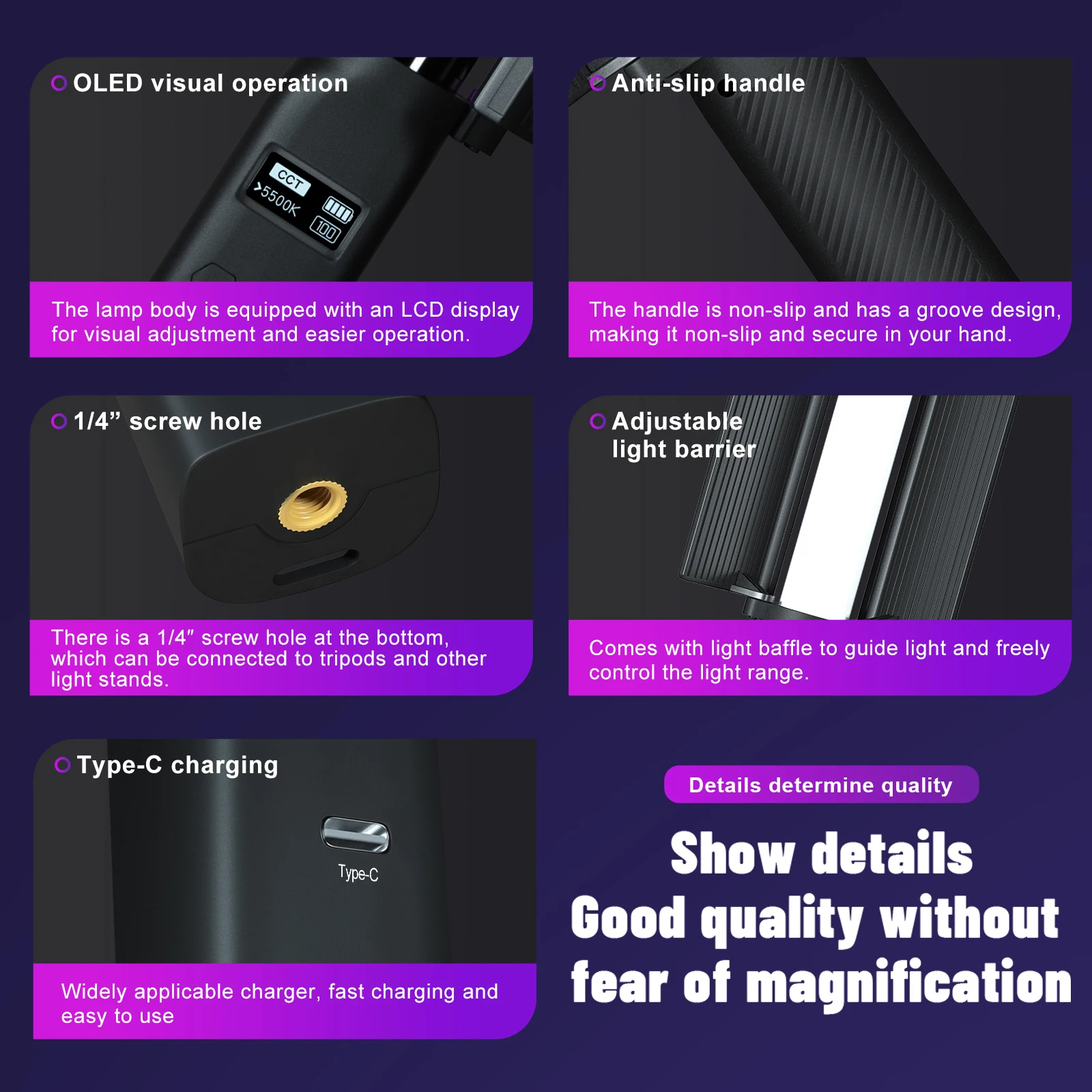 Ambitful RSL-01 RGB ハンドヘルドスティックライト 2500K-9000K LED ライトスティック照明効果 2600mAh バッテリーハンドヘルドチューブランプ