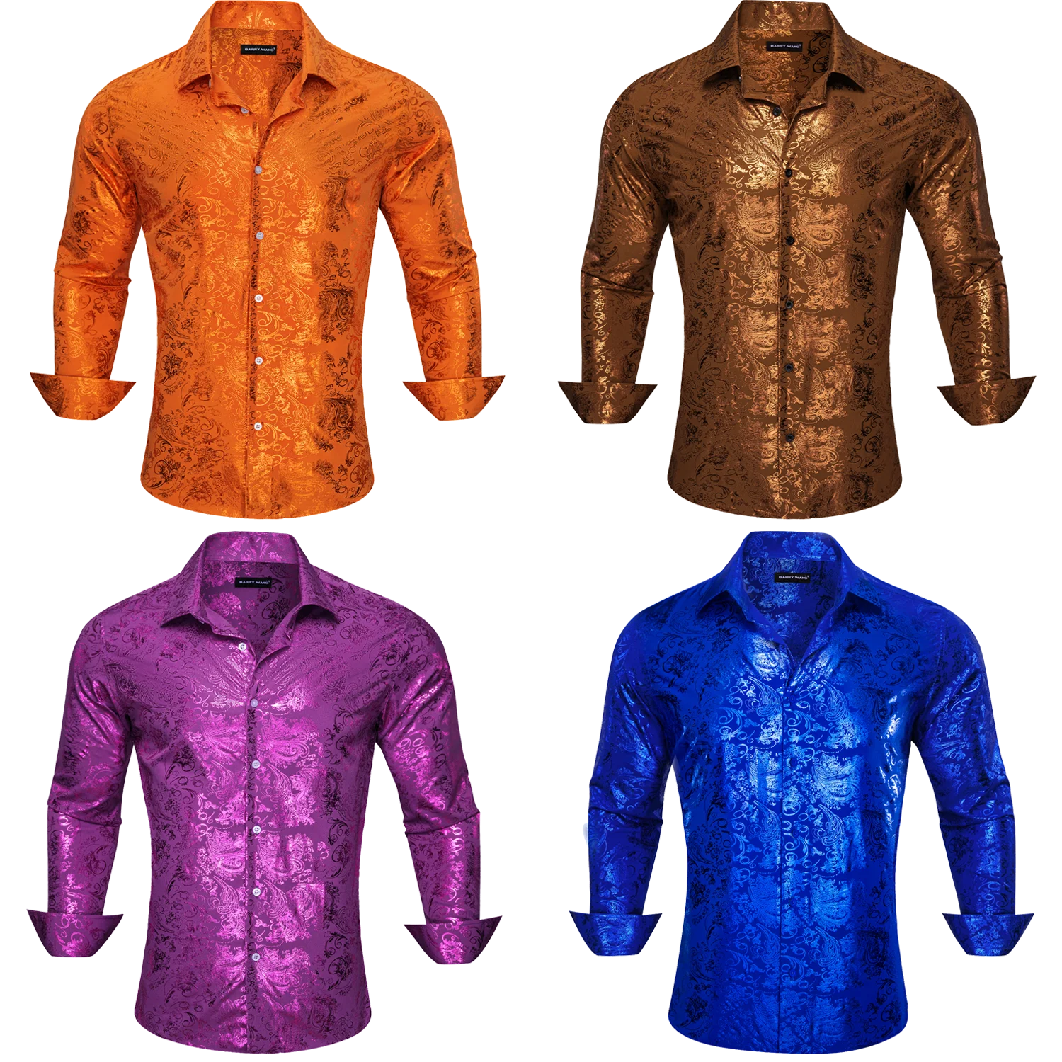 

Men's fashionable casual shirt with paisley jacquard texture, suitable for everyday casual wear.