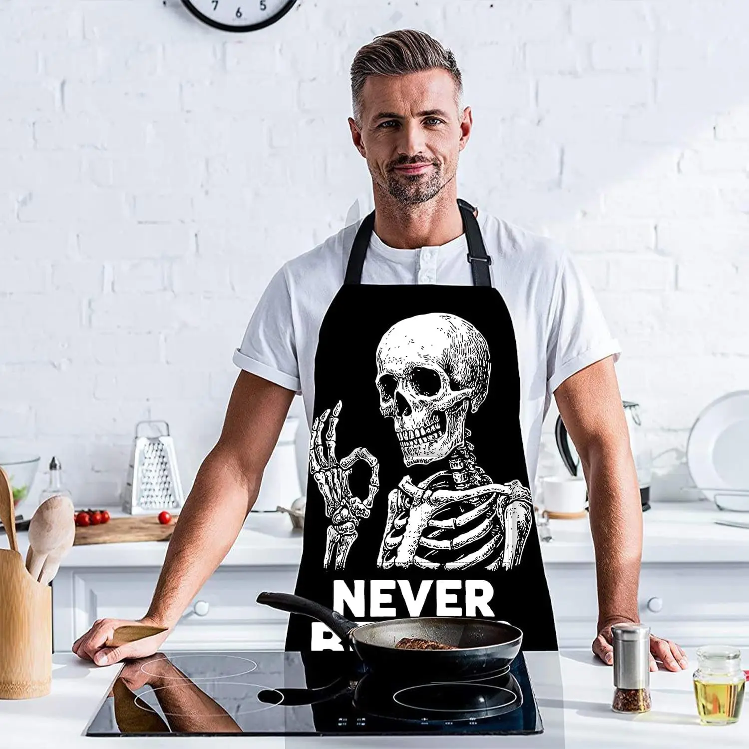 Tablier squelette cuisine maison cuisson jardinage pour femmes hommes avec poches imperméable 32x28 pouces