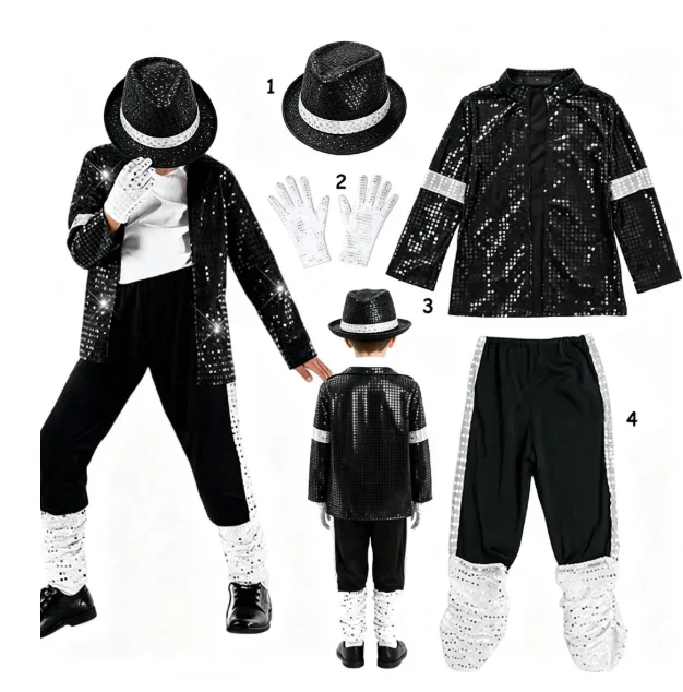 2026 80s 90s Hip Hop Michael Jackson 5 Costume Boys Superstar Singer Outfit Halloween Carnival Stage Dance Cosplay Party Wear view 6