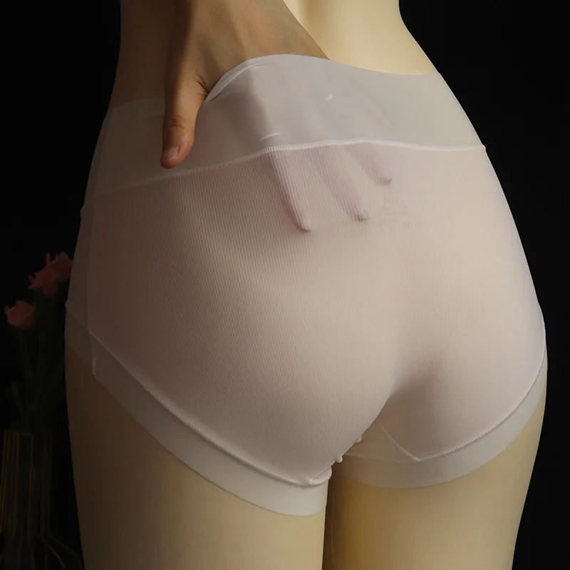 Sissy Pouch Panties Men Ice Silk Smooth Underwear Jj Set  Seamless See Through Lingerie Hip Lifting High Elastic Bikini Briefs