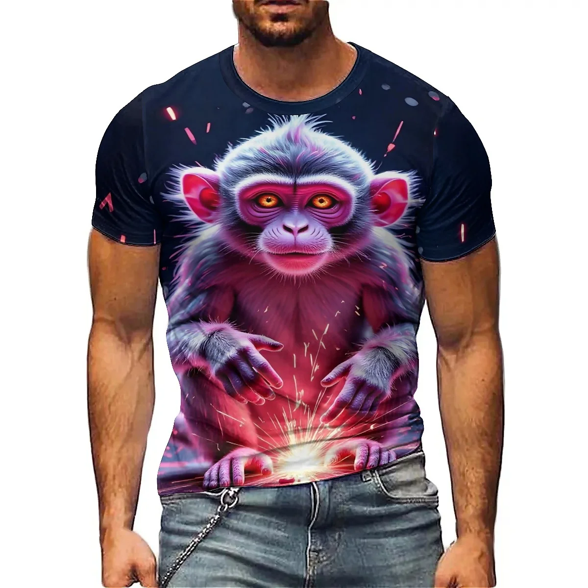 

Men's 3D Printed Short Sleeve T-Shirt - New Personalized American Aesthetics, Loose Fit