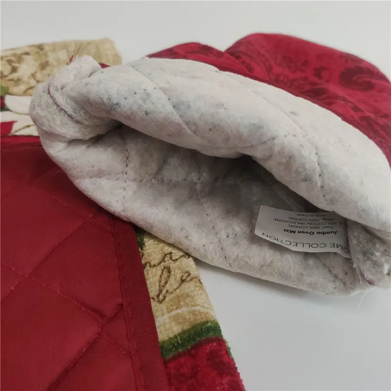 3-teiliges Set Baumwolle Vintage Weihnachtsserie Bedruckte Mikrowellenhandschuhe Küchen-Isolierunterlage Geschirrtuch Weihnachtsparty-Geschenk – Detail 4