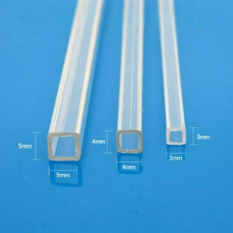 2/5pcs Length 200mm Transparent Acrylic Square Pipe Hollow Duct Transparent Plexiglass Tube PMMA Quartet Cantal 3X3mm-10X10mm