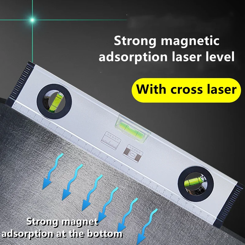 Laser Level Magnetic Level Ruler Angle Meter Vertical Horizontal USB Charging Balance Spirit Level Ruler for DIY Home Decoration