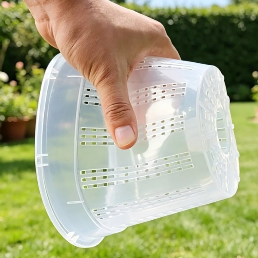 Clear For Orchid Plant Pots with Drainage System Bottom Holes Side Vents and Stackable Trays for Space Efficient Storage