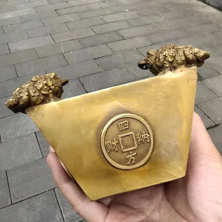 

Латунное ведро для входа в день, золото, золотая жаба, медное ведро Sifang Na, сокровище, рога изобилия, домашний офис, ремесло
