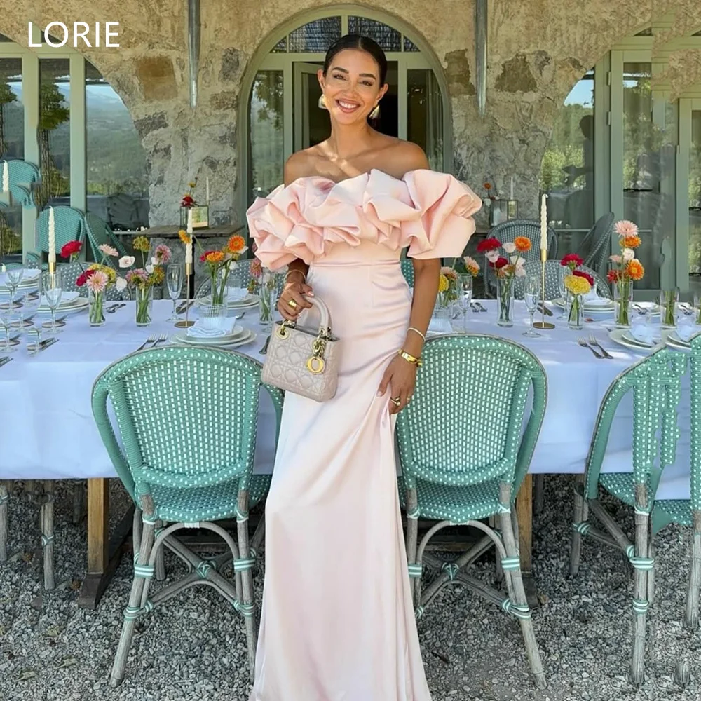 

LORIE Elegant Satin Party Dresses Off The Shoulder Sleeveless Evening Prom Dress A-Line Formal Occasions Prom Gown Customized
