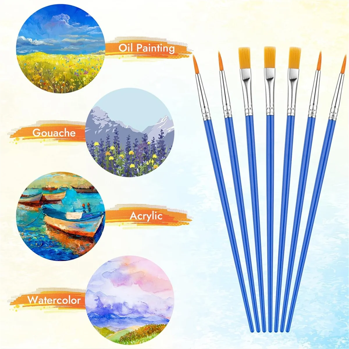 AA98 Small Paint Brushes Bulk, 88 Pcs Nylon Hair Brushes, Flat Tip Round Acrylic Paint Brushes, or Kids Adult Acrylic Oil