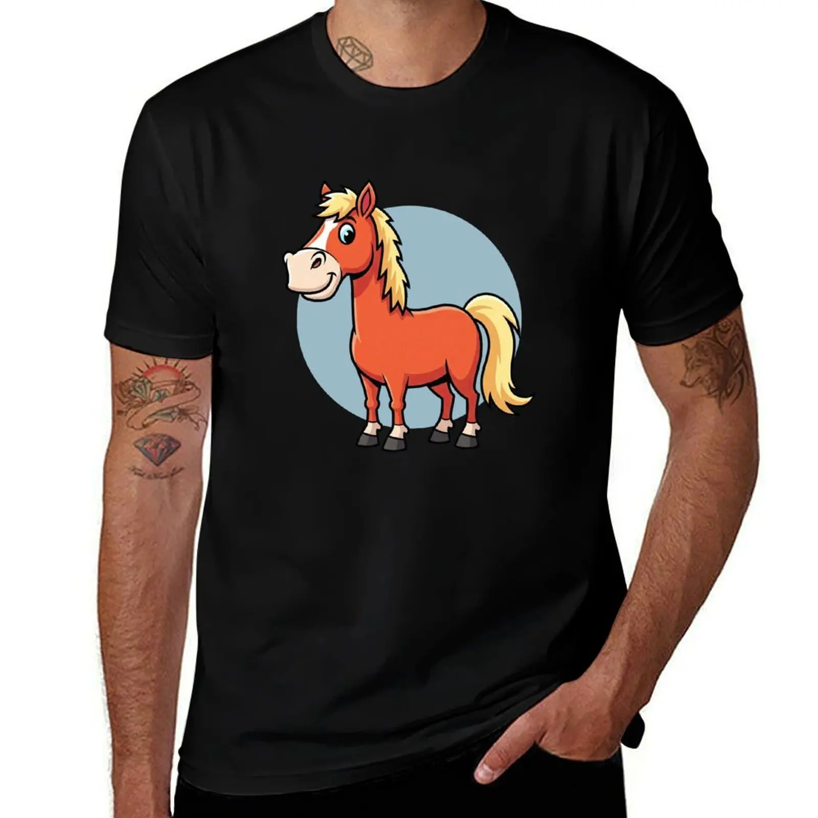 

Cute Cartoon Horse – Smiling Pony Illustration for Kids T-Shirt shirts graphic custom t shirt Blouse t shirt for men