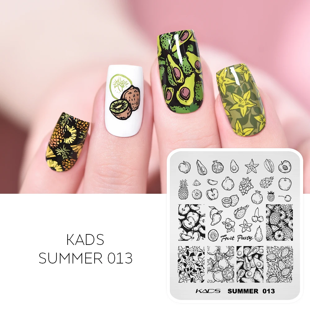 KADS Summer 013 Nail Stamping Plate Fruit Pineapple Grapes Apple Peach Pattern Manicure Print Tools for DIY Nail Art Designs