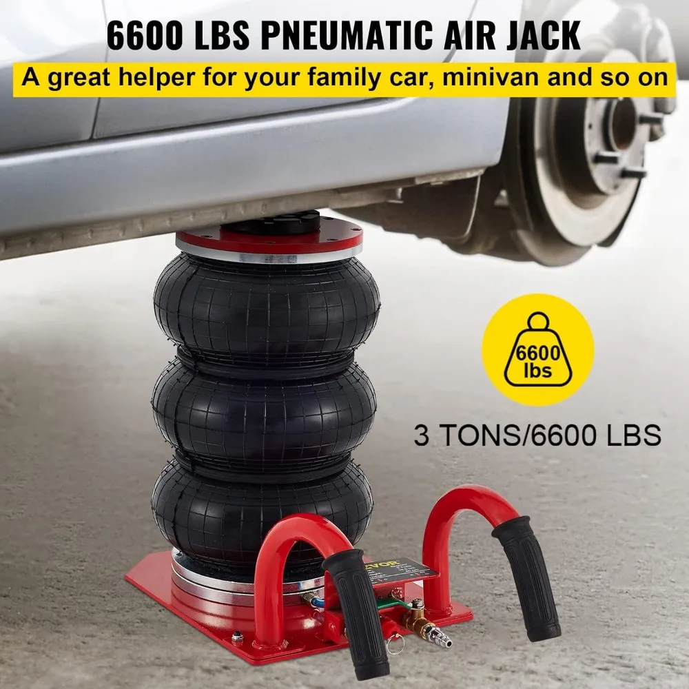 Triple Bag Air Jack by VEVOR - 3 Ton Capacity, Fast Lifting for Cars up to 15.75 Inches