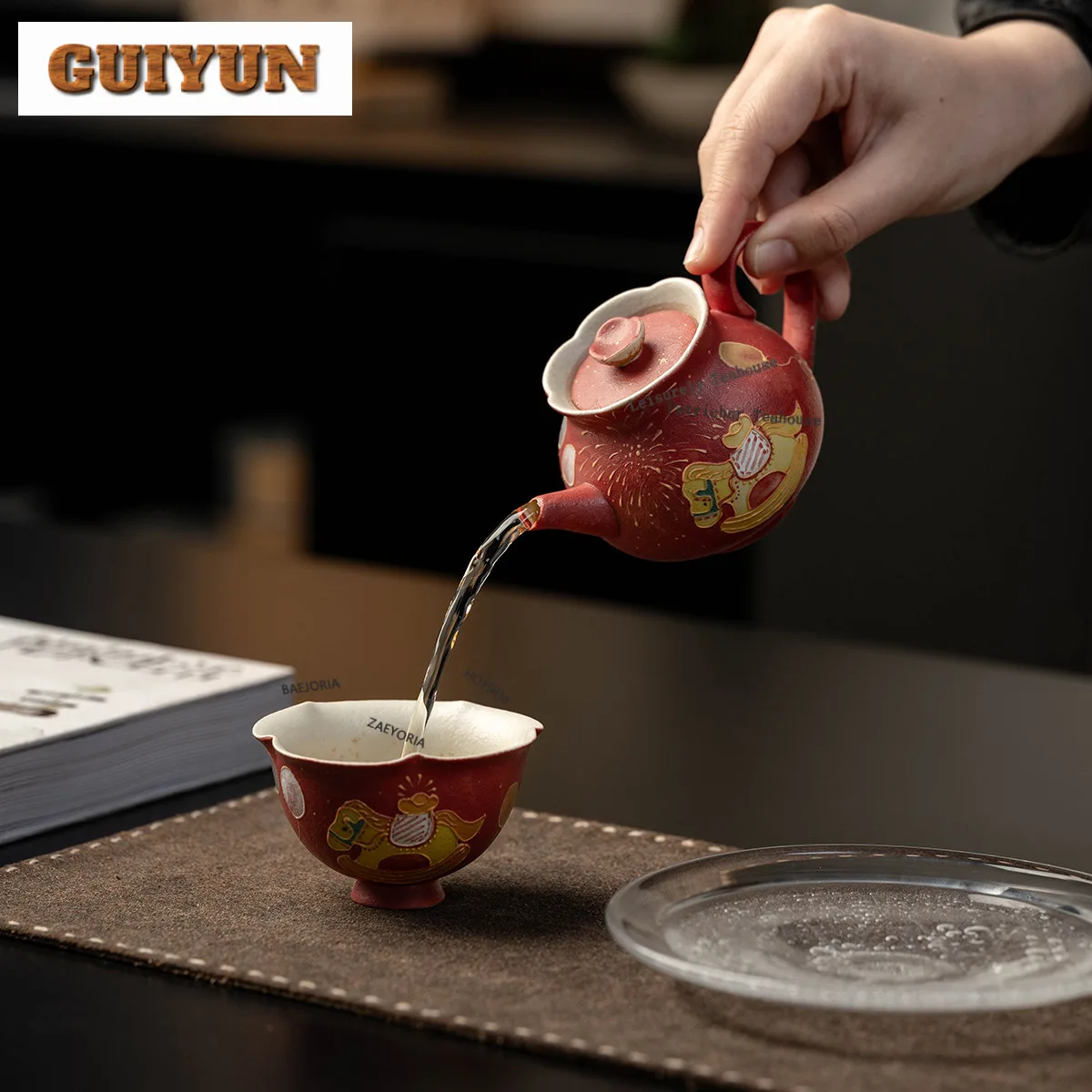 160ml Hand-painted Fortune Horse Teapot Luxury Tea Infuser Pot Tea Making Kettle With Ball Hole Tea Ceremony Decoration Craft