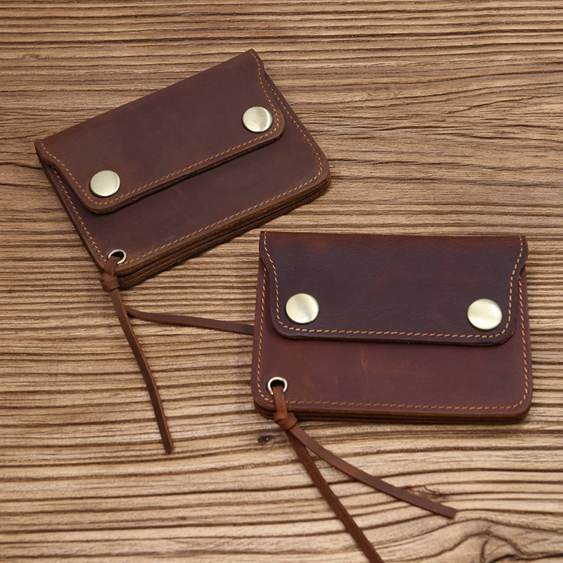 100% echtes Leder Brieftasche Für Männer Männlich Marke Vintage Handgemachte Kurze Kleine männer Geldbörse Karte Halter Mit Zipper Münzfach tasche – Detail 1