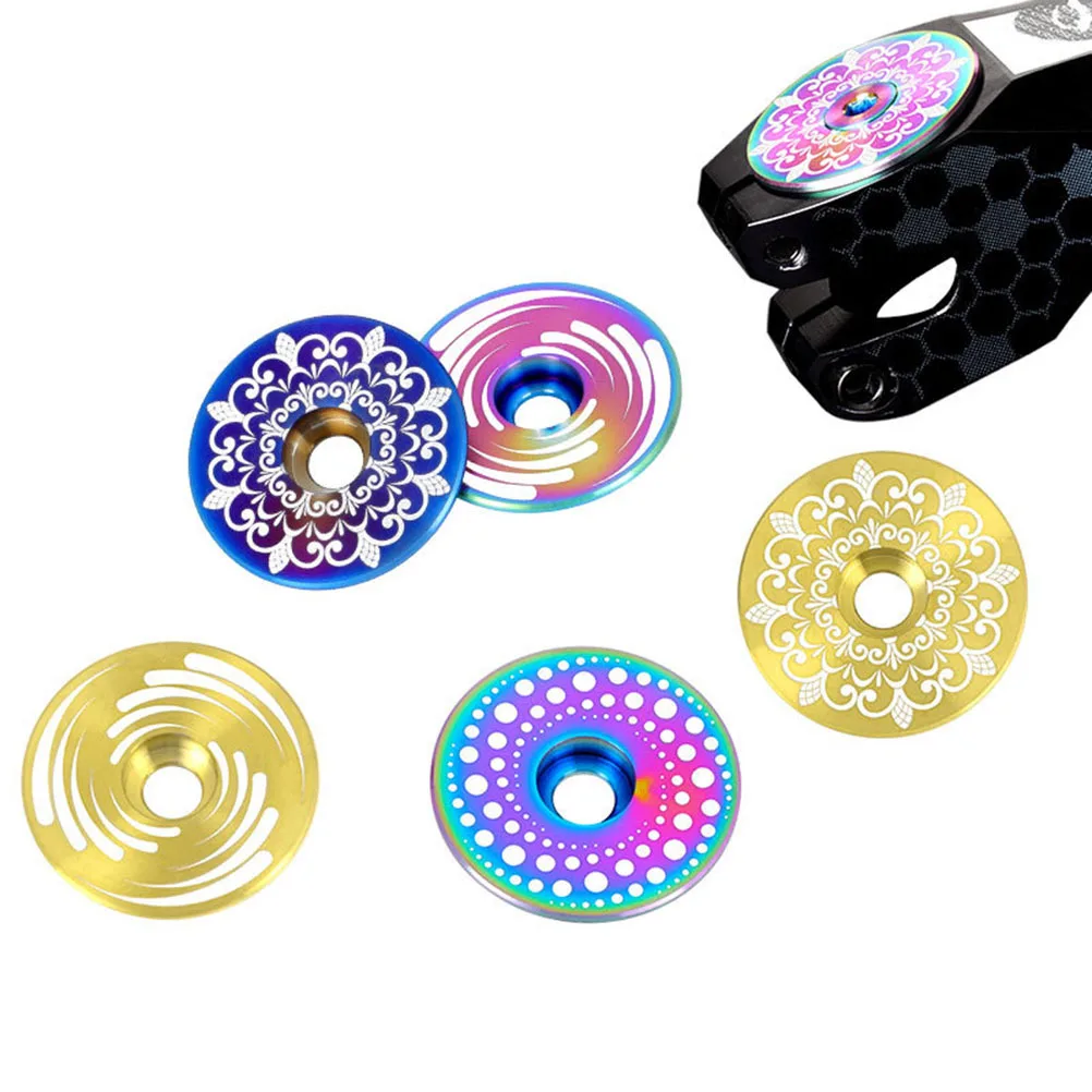 مجموعة واحدة من لوازم الدراجة، غطاء سماعة الرأس من سبائك التيتانيوم عالي القوة بدون تشوه، سهل التركيب لدراجة الطرق الجبلية اللامعة #4