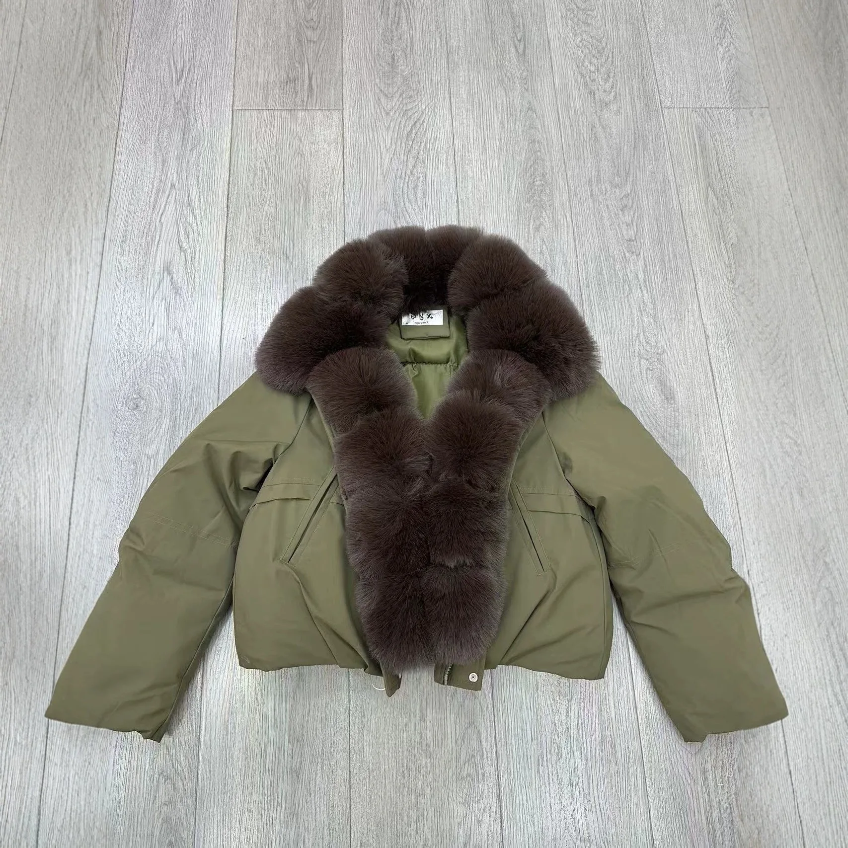 Women's Large Faux Fur Collar Cropped Cotton Coat Zip Up Loose Warm Windproof Elegant Versatile Casual Daily Wear Padded Jacket 2