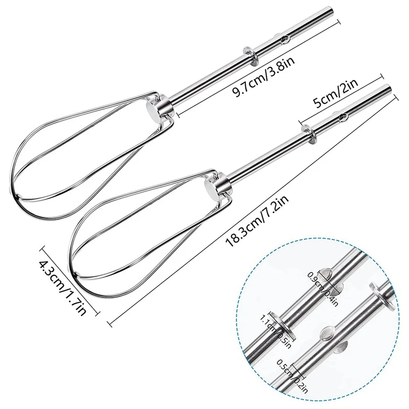 For KitchenAid Hand Mixer Attachments, Replacement Egg Beaters Mixmaster Compatible Model Replaces W10490648 KHM2B