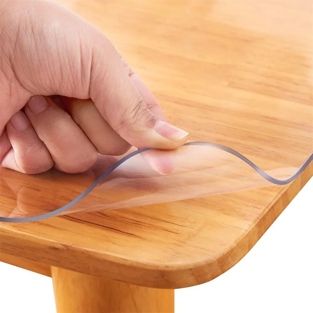 PVC transparent tablecloth with a thickness, heat-resistant, waterproof, and oil resistant dining table mat, 1pc