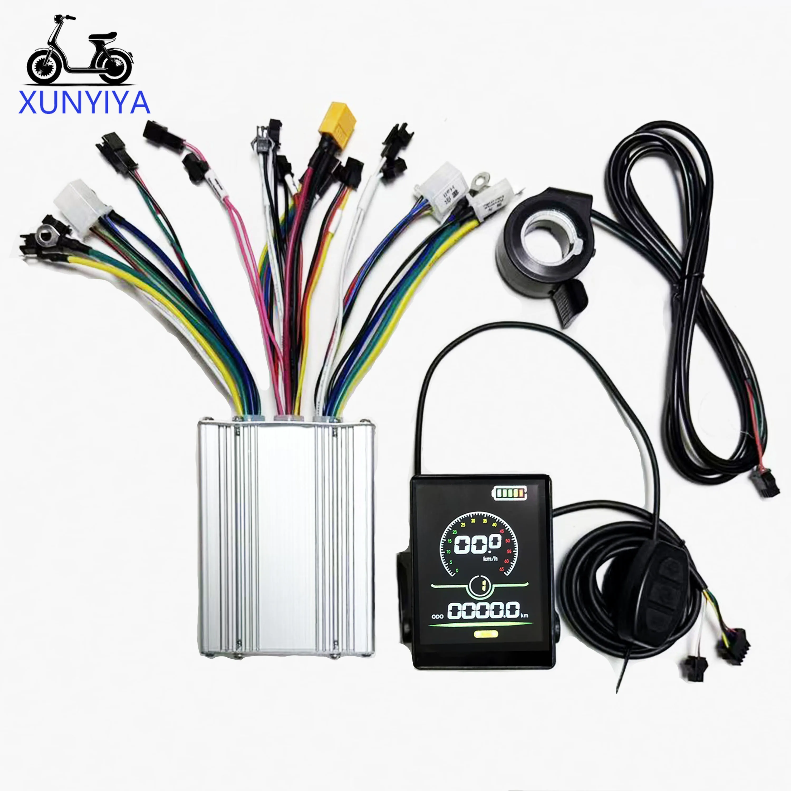 36V/48V/52V Sine Wave Dual Drive Controller 25A*2 with Throttle UART No.2 Protocol Color LCD Display Screen for Electric Bicycle