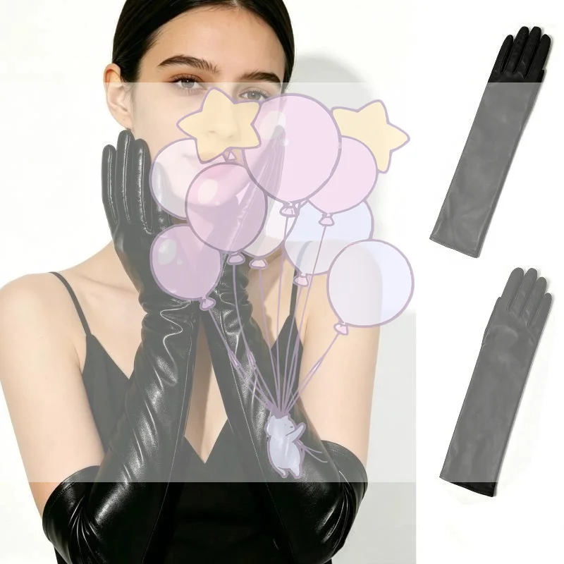 Sexy Patent Leather Women Tight Long Gloves Punk Rock HipHop Jazz Disco Pole Dance Metallic Mittens Halloween Cosplay
