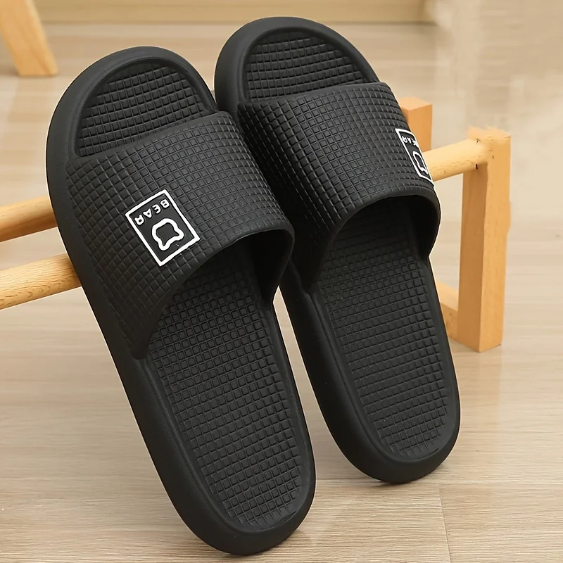 Plus Size 46-47 Men Slippers Sole EVA Indoor Open Toe Cartoon Bear Printing Women Flip Flops Beach Slides Flat Sandals Slides