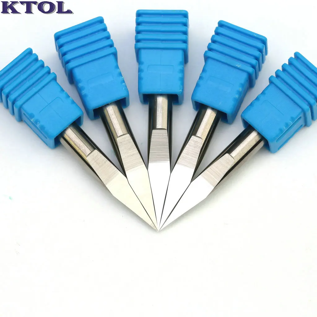 10PCS 20 Angle 6*0.2MM 3-Face Woodworking Router Bit Cutter CNC Tools Set, TOP Tungsten Carbide Milling Cutters for Wood Carving