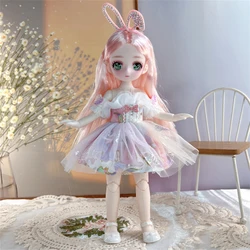 Boneca BJD com Olhos 3D Simulação, Cara de Quadrinhos, Articulação Móvel Múltipla, Boneca Dobradiça, Brinquedo de Vestir Menina DIY, Presente de Aniversário, 23cm