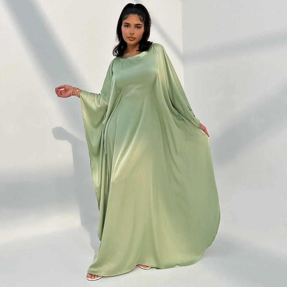 Comfortable Classic Abaya 2024 Islamic Clothing Satin Fabric Batwing Kaftan Women\'s Dresses Modest Abaya Women Muslim Dress