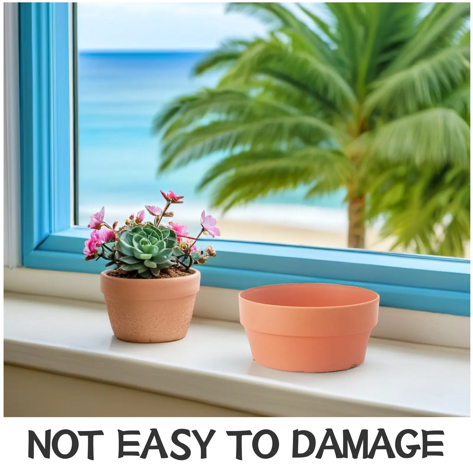 3Pcs Imitation Clay Flower Pots Round Plastic Plant Containers Drainage Holes Indoor Outdoor Small Succulent Planters Garden