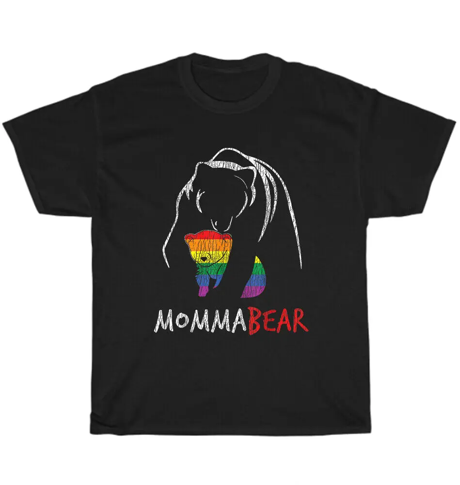 Vintage Rainbow Momma Bear Hug Love Support Parent Pride Ally LGBTQ T-Shirt GiftUnisex Summer Cotton Luxury Brand Super SizeAnim